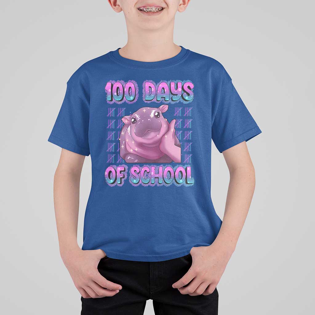 100th Day Of School T Shirt For Kid Cute Moo Deng Baby Hippo 100 Days - Wonder Print Shop