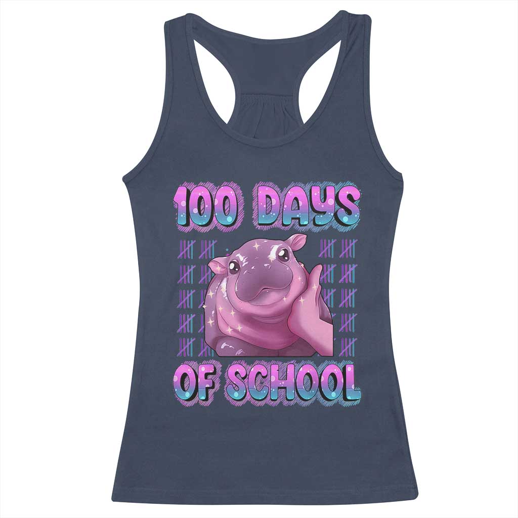 100th Day Of School Racerback Tank Top Cute Moo Deng Baby Hippo 100 Days