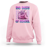 100th Day Of School Sweatshirt Cute Moo Deng Baby Hippo 100 Days - Wonder Print Shop