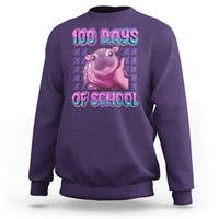 100th Day Of School Sweatshirt Cute Moo Deng Baby Hippo 100 Days - Wonder Print Shop