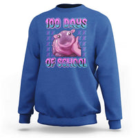 100th Day Of School Sweatshirt Cute Moo Deng Baby Hippo 100 Days - Wonder Print Shop