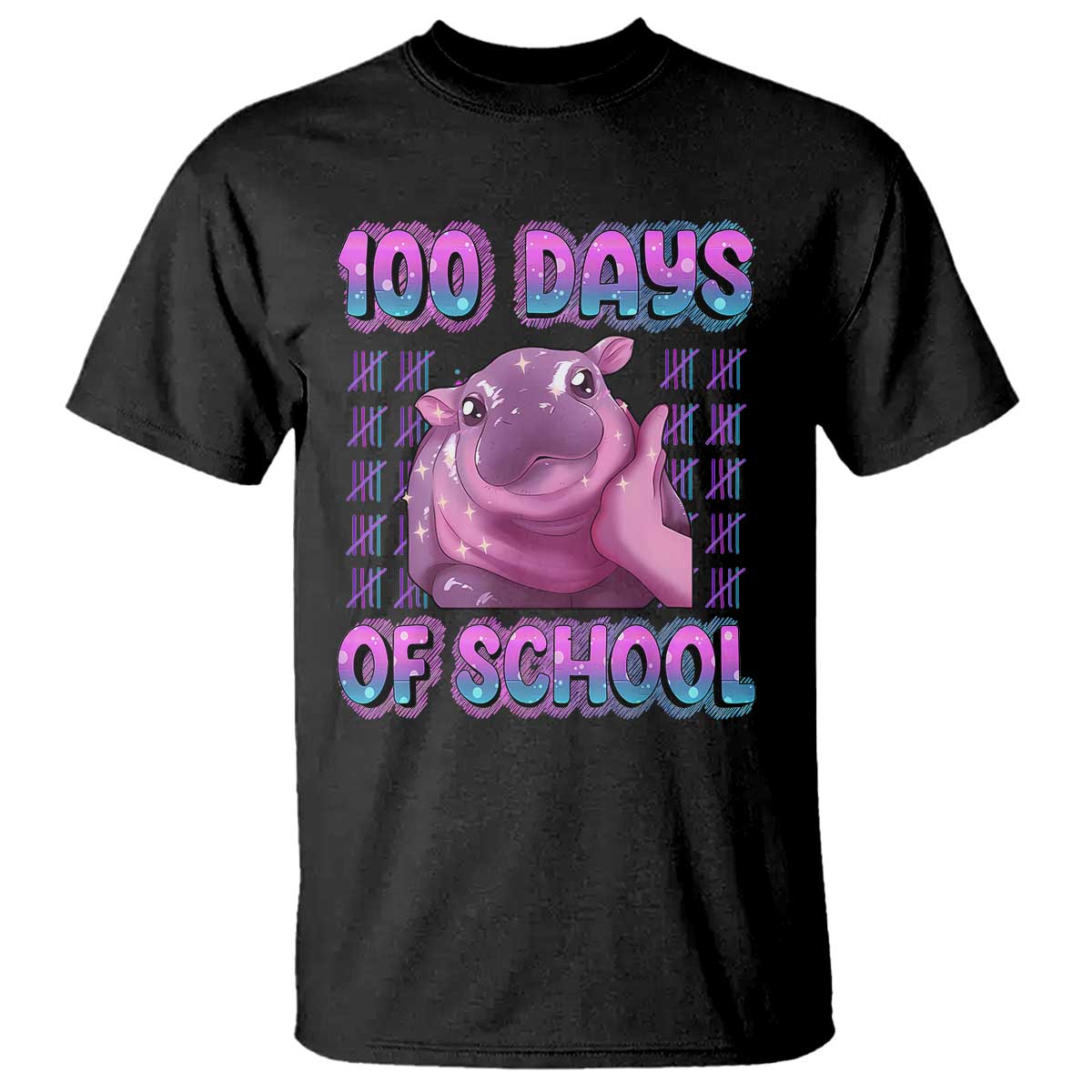 100th Day Of School T Shirt Cute Moo Deng Baby Hippo 100 Days - Wonder Print Shop