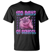 100th Day Of School T Shirt Cute Moo Deng Baby Hippo 100 Days - Wonder Print Shop