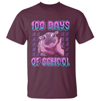 100th Day Of School T Shirt Cute Moo Deng Baby Hippo 100 Days - Wonder Print Shop