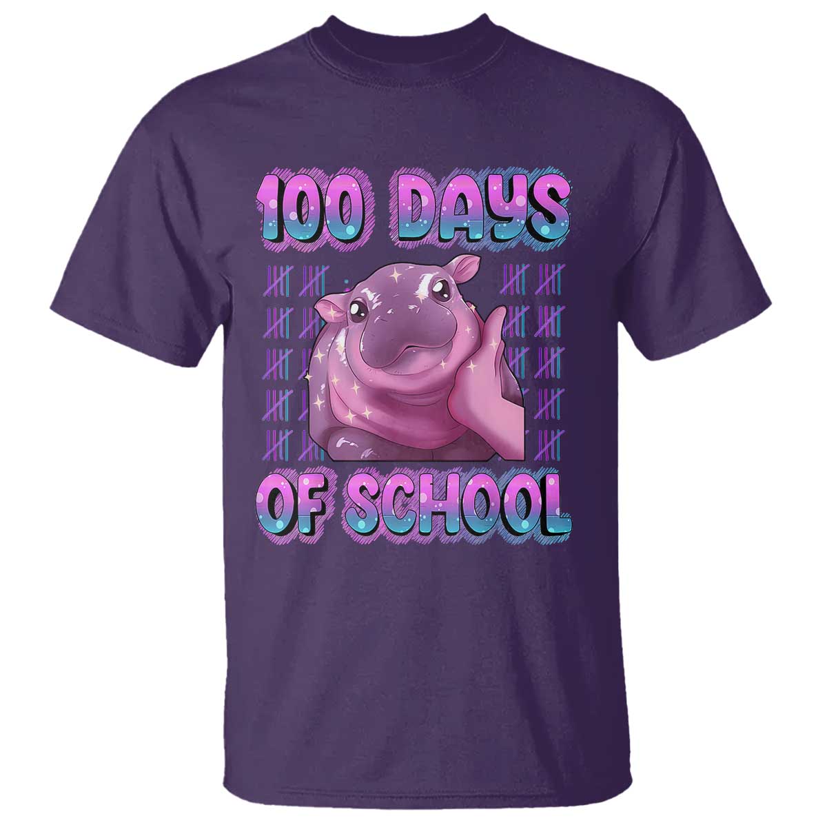100th Day Of School T Shirt Cute Moo Deng Baby Hippo 100 Days - Wonder Print Shop
