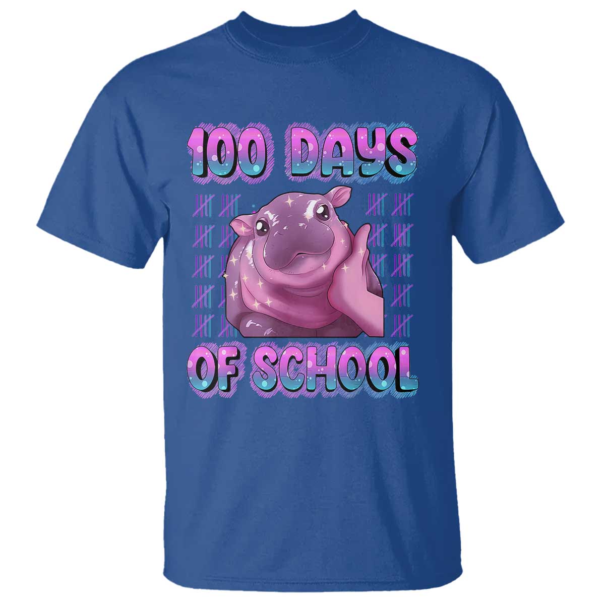 100th Day Of School T Shirt Cute Moo Deng Baby Hippo 100 Days - Wonder Print Shop