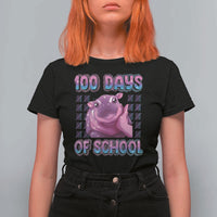 100th Day Of School T Shirt For Women Cute Moo Deng Baby Hippo 100 Days - Wonder Print Shop