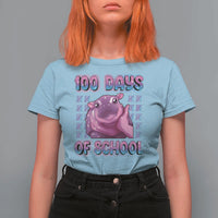 100th Day Of School T Shirt For Women Cute Moo Deng Baby Hippo 100 Days - Wonder Print Shop