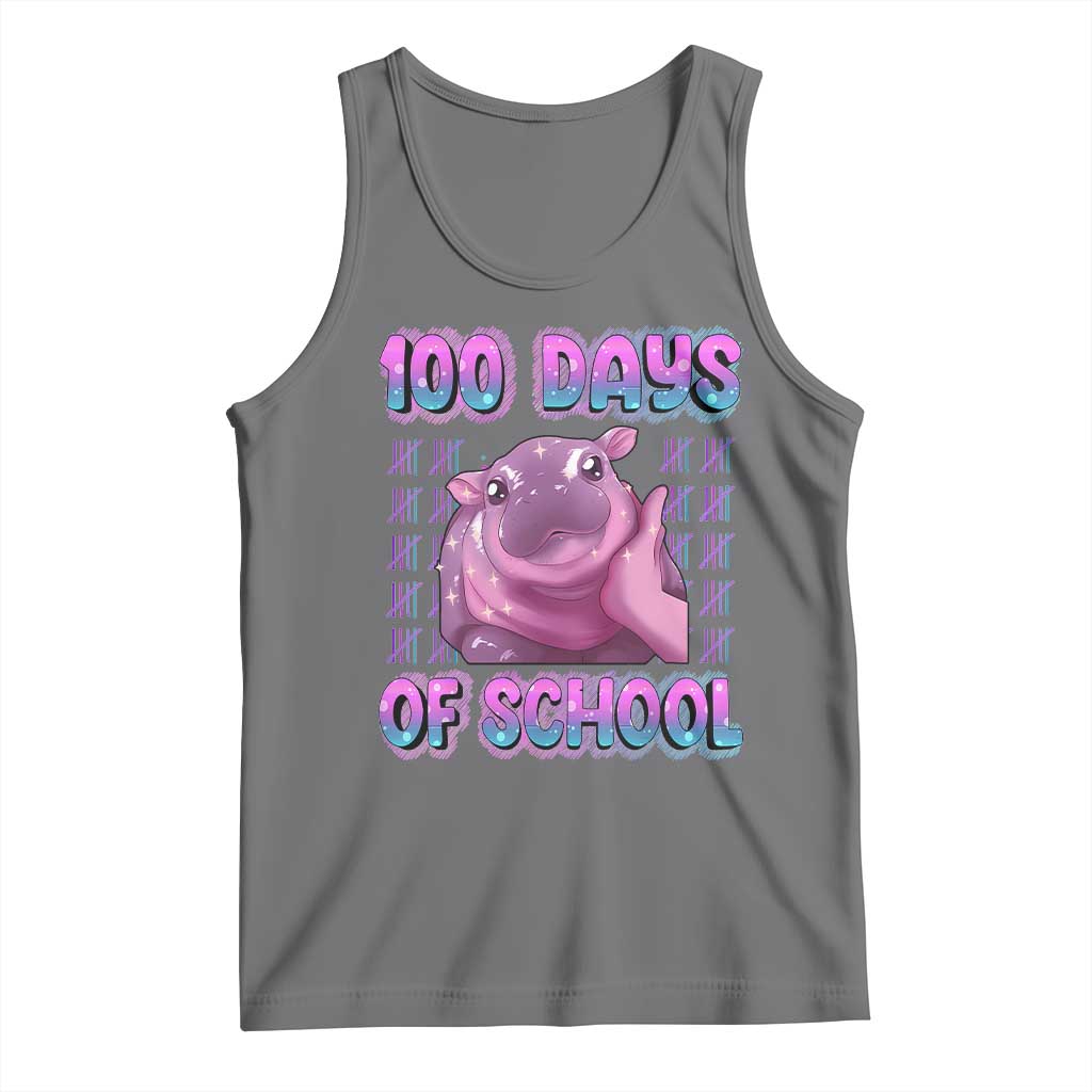 100th Day Of School Tank Top Cute Moo Deng Baby Hippo 100 Days