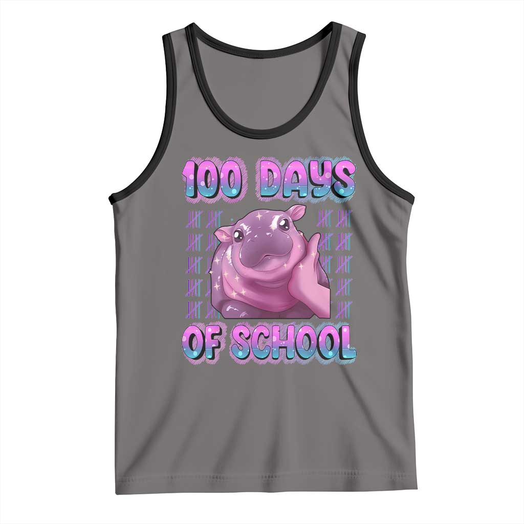 100th Day Of School Tank Top Cute Moo Deng Baby Hippo 100 Days