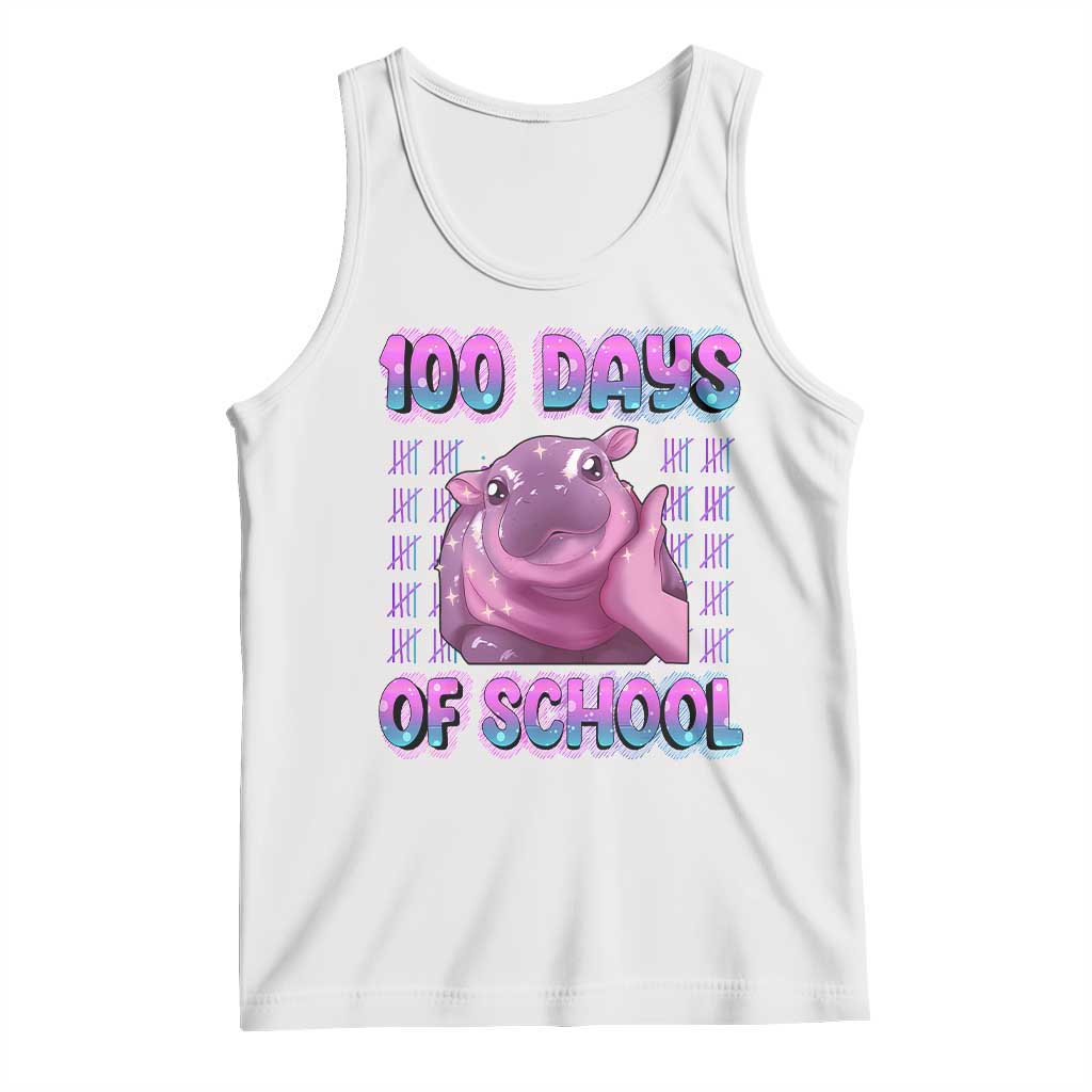 100th Day Of School Tank Top Cute Moo Deng Baby Hippo 100 Days