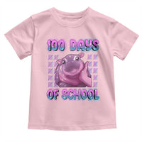 100th Day Of School Toddler T Shirt Cute Moo Deng Baby Hippo 100 Days