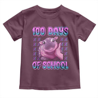 100th Day Of School Toddler T Shirt Cute Moo Deng Baby Hippo 100 Days