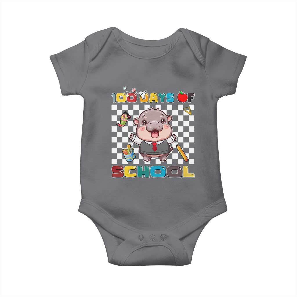 Moo Deng 100th Day Of School Baby Onesie Cute Baby Hippo 100 Days