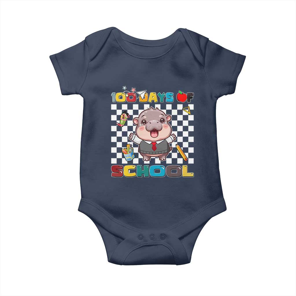 Moo Deng 100th Day Of School Baby Onesie Cute Baby Hippo 100 Days