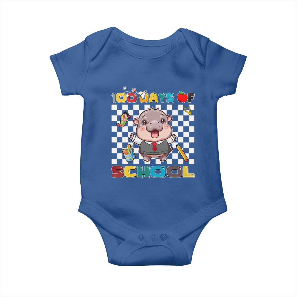 Moo Deng 100th Day Of School Baby Onesie Cute Baby Hippo 100 Days