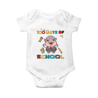 Moo Deng 100th Day Of School Baby Onesie Cute Baby Hippo 100 Days