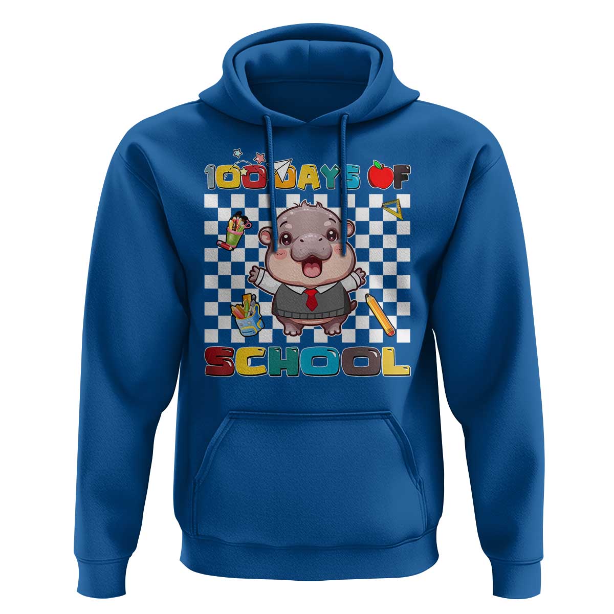 Moo Deng 100th Day Of School Hoodie Cute Baby Hippo 100 Days