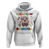 Moo Deng 100th Day Of School Hoodie Cute Baby Hippo 100 Days