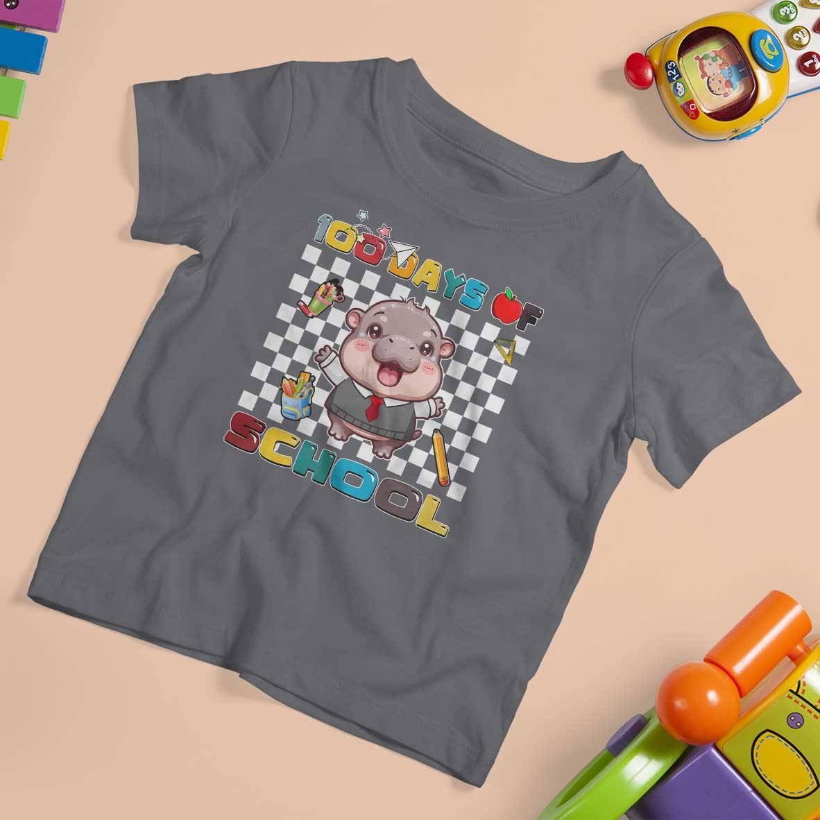 Moo Deng 100th Day Of School T Shirt For Kid Cute Baby Hippo 100 Days - Wonder Print Shop