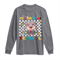 Moo Deng 100th Day Of School Long Sleeve Shirt Cute Baby Hippo 100 Days