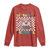 Moo Deng 100th Day Of School Long Sleeve Shirt Cute Baby Hippo 100 Days