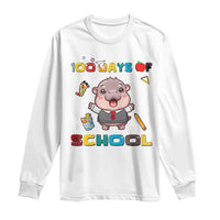 Moo Deng 100th Day Of School Long Sleeve Shirt Cute Baby Hippo 100 Days