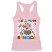 Moo Deng 100th Day Of School Racerback Tank Top Cute Baby Hippo 100 Days