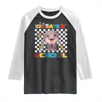 Moo Deng 100th Day Of School Raglan Shirt Cute Baby Hippo 100 Days