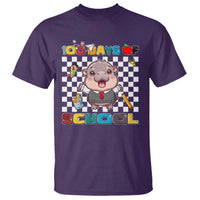 Moo Deng 100th Day Of School T Shirt Cute Baby Hippo 100 Days - Wonder Print Shop