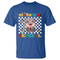 Moo Deng 100th Day Of School T Shirt Cute Baby Hippo 100 Days - Wonder Print Shop