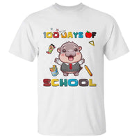 Moo Deng 100th Day Of School T Shirt Cute Baby Hippo 100 Days - Wonder Print Shop