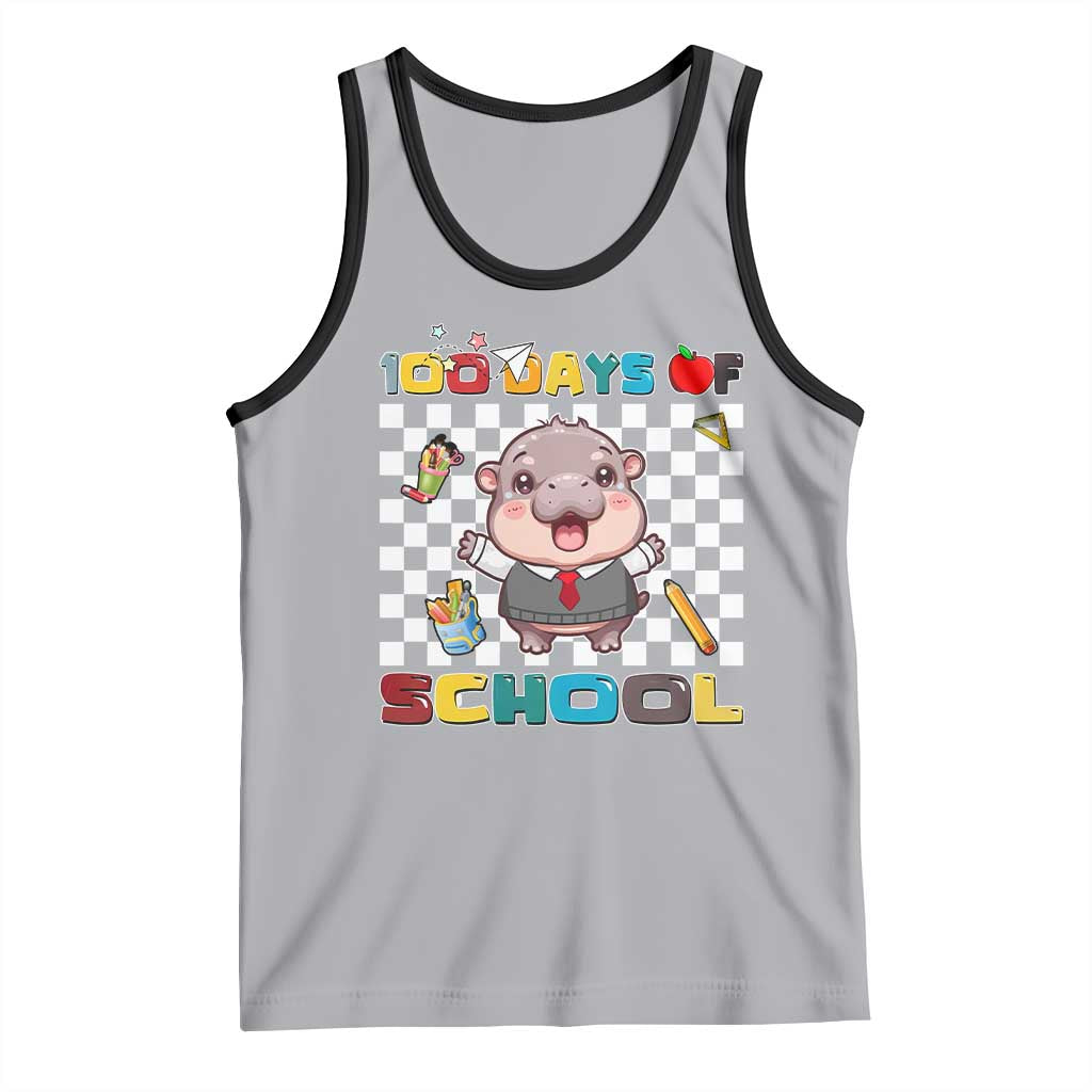 Moo Deng 100th Day Of School Tank Top Cute Baby Hippo 100 Days