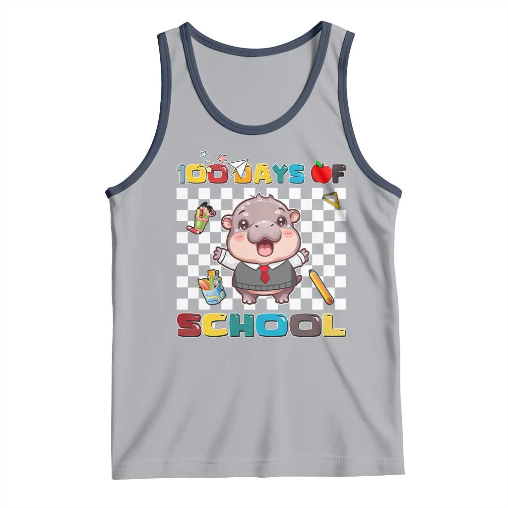 Moo Deng 100th Day Of School Tank Top Cute Baby Hippo 100 Days