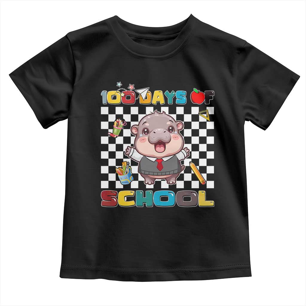 Moo Deng 100th Day Of School Toddler T Shirt Cute Baby Hippo 100 Days