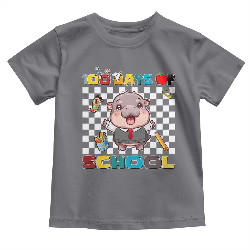 Moo Deng 100th Day Of School Toddler T Shirt Cute Baby Hippo 100 Days