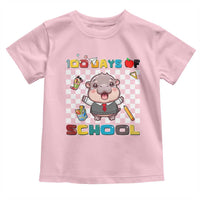 Moo Deng 100th Day Of School Toddler T Shirt Cute Baby Hippo 100 Days