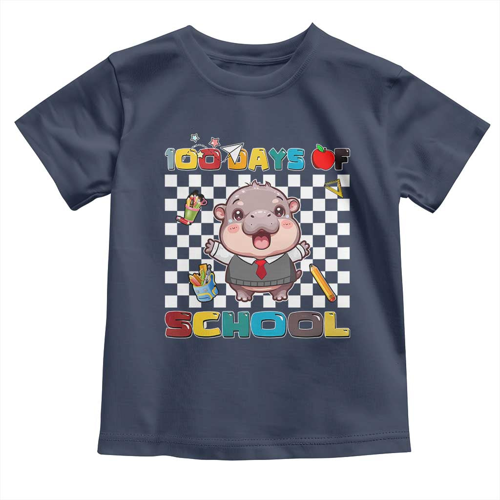 Moo Deng 100th Day Of School Toddler T Shirt Cute Baby Hippo 100 Days