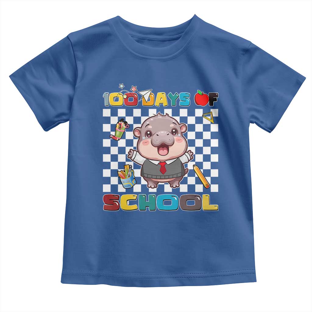 Moo Deng 100th Day Of School Toddler T Shirt Cute Baby Hippo 100 Days