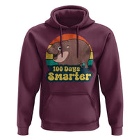 100th Day Of School Hoodie Moo Deng 100 Days Smarter Retro Baby Hippo