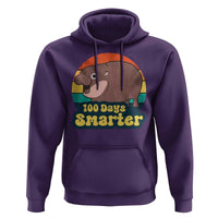 100th Day Of School Hoodie Moo Deng 100 Days Smarter Retro Baby Hippo