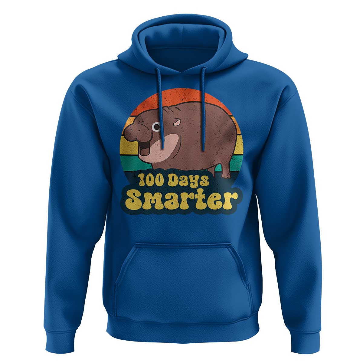 100th Day Of School Hoodie Moo Deng 100 Days Smarter Retro Baby Hippo