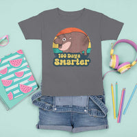 100th Day Of School T Shirt For Kid Moo Deng 100 Days Smarter Retro Baby Hippo - Wonder Print Shop
