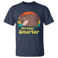 100th Day Of School T Shirt Moo Deng 100 Days Smarter Retro Baby Hippo - Wonder Print Shop