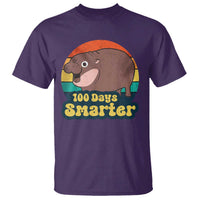 100th Day Of School T Shirt Moo Deng 100 Days Smarter Retro Baby Hippo - Wonder Print Shop