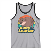 100th Day Of School Tank Top Moo Deng 100 Days Smarter Retro Baby Hippo