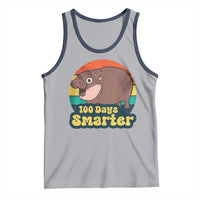 100th Day Of School Tank Top Moo Deng 100 Days Smarter Retro Baby Hippo