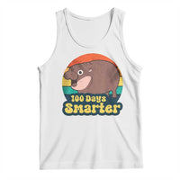 100th Day Of School Tank Top Moo Deng 100 Days Smarter Retro Baby Hippo