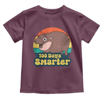 100th Day Of School Toddler T Shirt Moo Deng 100 Days Smarter Retro Baby Hippo