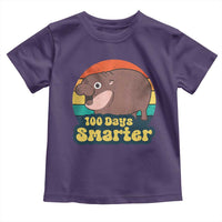 100th Day Of School Toddler T Shirt Moo Deng 100 Days Smarter Retro Baby Hippo